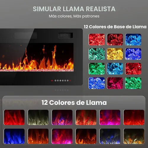 Miniatura 4 de Electactic Chimenea eléctrica de 42 pulgadas, chimenea eléctrica empotrada y montada en la pared con control remoto, calentador de chimenea