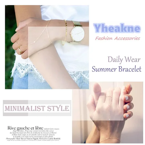 Miniatura 6 de Pulsera bohemia de ancla esclava, pulsera de dedo de oro, pulsera de anillo vintage, anillo de capas, pulsera de muñeca retro arnés de mano cadena