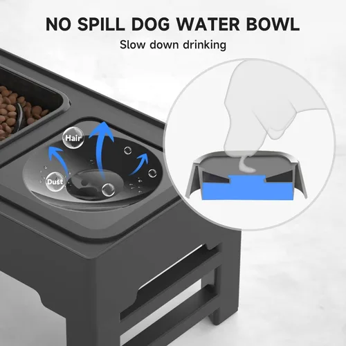 Miniatura 5 de ELS PET Cuencos elevados para perros, cuencos elevados ajustables para perros con cuenco de agua para perros que no se derraman y comedero