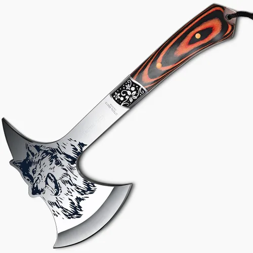 Camping Hatchet Overall 8.5in w/4in Blade, Compact Camp Axe Stainless Steel Blade and Comfortable Wooden Grip, Outdoor Hunting Survival Hiking