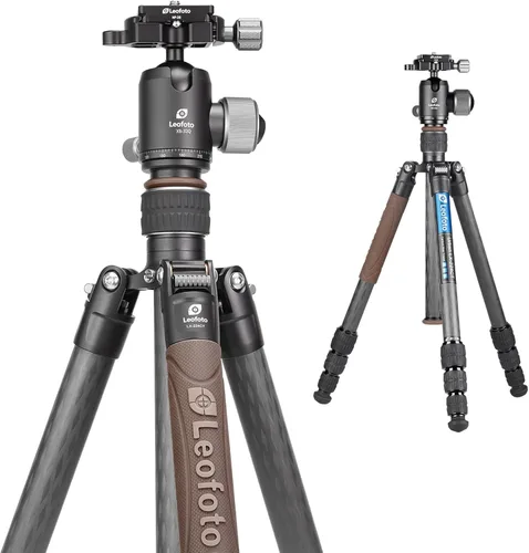 Miniatura 2 de Leofoto LX-224CT+XB-32Q Trípode de viaje, serie urbana, fibra de carbono, secciones de 4 patas, portátil y ligero, pierna reversible y columna