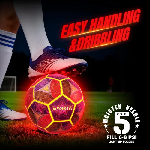 Miniatura 7 de Balón de fútbol recargable con luz, tamaño 5, RGB tricolor, brilla en la oscuridad, para niños y adolescentes de 3 a 15 años, regalo deportivo