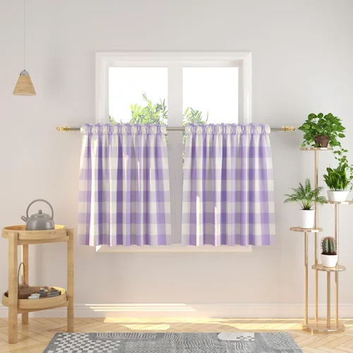 Miniatura 225 de Cenefas de cortina para ventana de 16 pulgadas de largo, 2 paneles de cuadros búfalo, cortinas pequeñas con bolsillo para barra, estilo clásico