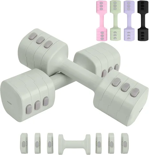 Miniatura 9 de kisnbld Juego de mancuernas ajustables de 2, juego de 4 en 1 de pesas libres para mujeres con ajuste rápido, cada juego de pesas de mano de 2 libras