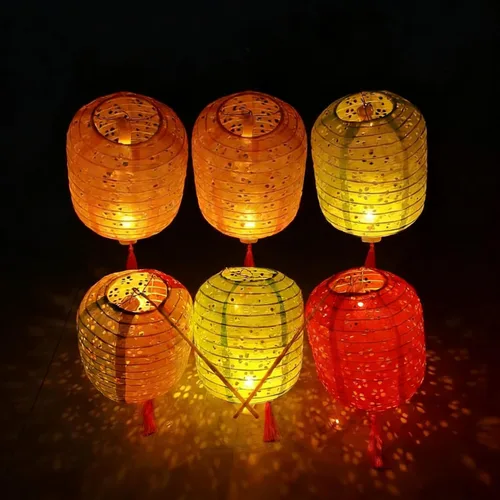 Juego de 5 linternas de papel de 6 pulgadas para Año Nuevo, primavera, festival, San Valentín, variedad de colores con luces LED, faroles de papel