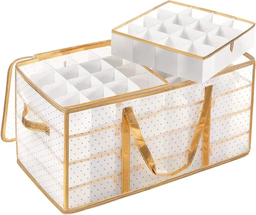 Miniatura 4 de SONGMICS Cajas grandes de almacenamiento para adornos navideños, bolas de 3 pulgadas, 8 bandejas, 128 ranuras, contenedor de almacenamiento navideño