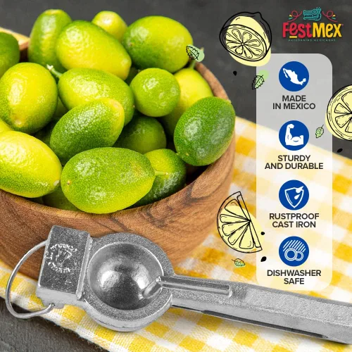 Miniatura 4 de Exprimidor de limones Exprimidor de cítricos de aluminio fundido de alta calidad, exprimidor de jugo de mano, 2.4 pulgadas, grande, hecho en México