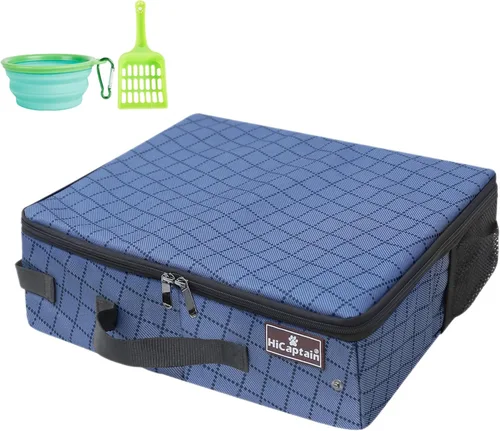 Miniatura 16 de HiCaptain Caja de arena portátil de viaje, caja de arena plegable para gatos con tapa y asa, transportador de arena plegable ligero estándar