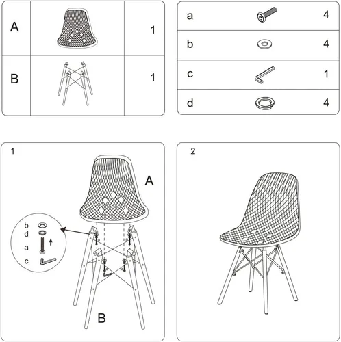 Miniatura 6 de CangLong Silla de comedor con carcasa de plástico, silla auxiliar moderna de mediados de siglo con diseño de malla, patas de madera de haya