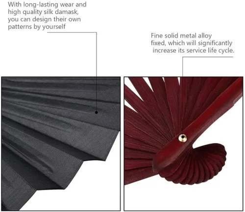 Miniatura 6 de ZUMAHA Minimalist Black Hand Fan, Chinese Classical Style Folding Fan for PerformanceDanceFightingWeddingChurchParty