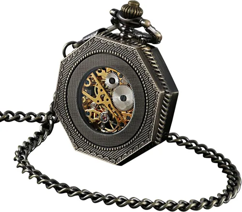 Miniatura 4 de ShoppeWatch Reloj de bolsillo para hombre con cadena Reloj de bolsillo vintage de cuerda a mano Reloj de bolsillo clásico con movimiento