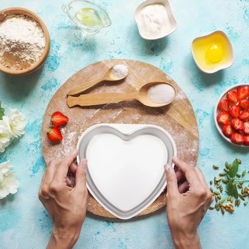 Miniatura 7 de Didaey 6 moldes en forma de corazón a granel de 8 pulgadas de aluminio para tartas de corazón, moldes de corazón para hornear, moldes para pasteles