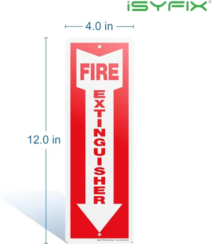 Miniatura 6 de iSYFIX Letrero para extintor de incendios – Paquete de 2 letreros de aluminio 0.040 100% libre de óxido, laminado para máxima resistencia a