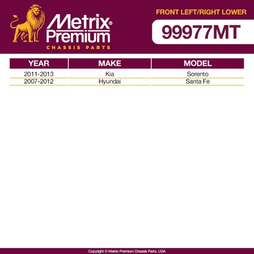 Miniatura 2 de Metrix Premium - Conjunto de brazo de control inferior izquierdo y derecho RK621686 y RK621685 para Hyundai Santa Fe 2007-2009