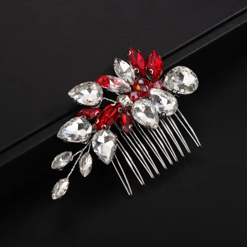 Miniatura 8 de Teyglen Peine de pelo de boda con diamantes de imitación en negro