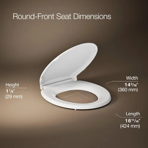 Miniatura 3 de KOHLER 78059-RL-0 Rutledge Nightlight ReadyLatch Asiento de inodoro de cierre lento, frente redondo, tapa y asiento de cierre silencioso, Blanco