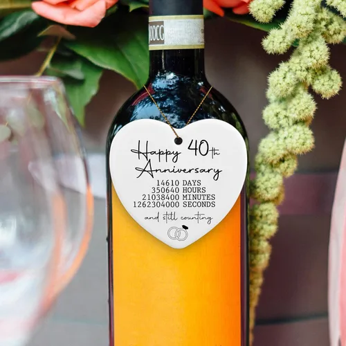 Miniatura 5 de Adorno de 40 aniversario de boda, regalos para parejas, padres, regalos de boda para padres, adorno de recuerdo de corazón, placa de corazón