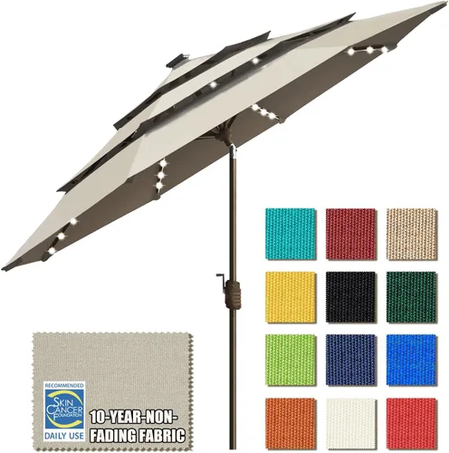 Miniatura 47 de EliteShade - Sombrilla solar de 9 pies / 2.74 metros, con 80 luces LED para patio, mesa al aire libre, con ventilación y cubierta que no se decolora