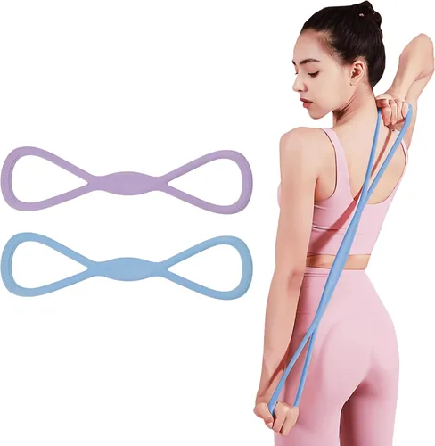 Miniatura 8 de Adorila Paquete de 2 bandas de resistencia con asas, bandas de ejercicio de silicona para mujeres, bandas elásticas de fitness para brazos, espalda