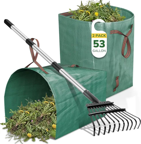 Miniatura 13 de GreatBuddy Bolsa de basura reutilizable de 132 galones, resistente, verticales con 4 asas reforzadas para hojas de jardín y recolección de residuos