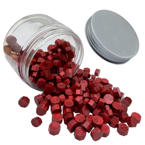 Miniatura 2 de 200 piezas Cuentas de Sello de Cera Burdeos Cuentas de Sellado Octagonales Rojo Vino para Invitaciones de Boda Sello de Cera Estampilla Envoltorio