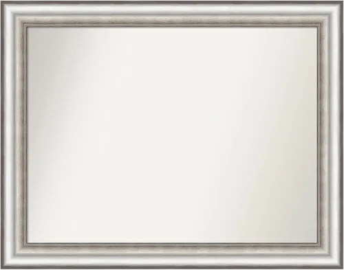 Miniatura 30 de Amanti Art Espejo de baño plateado para sobre el fregadero, 26 x 26 pulgadas, espejo cuadrado de plata antigua, marco de madera tradicional mediano