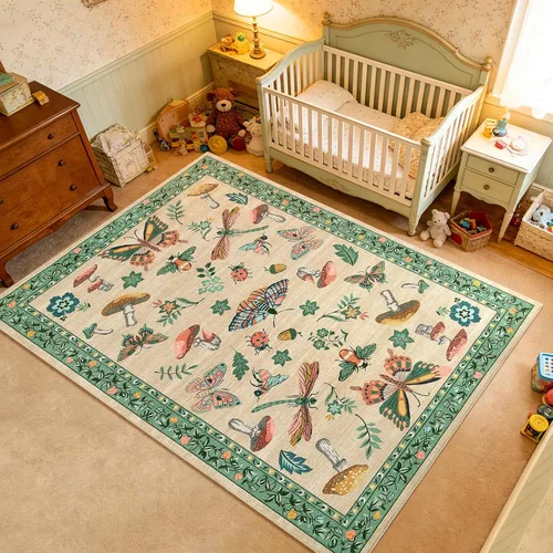 Miniatura 18 de ROYHOME - Alfombra con diseño de hongos e insectos, para pasillos, cocina o baño, antideslizante, lavable, suave, larga, 2 x 6, beige