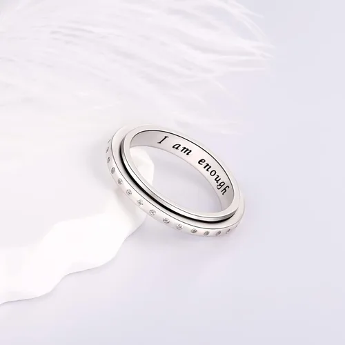 Miniatura 4 de Teioa Anillos giratorios de plata de ley antiansiedad, anillos para aliviar el aburrimiento, TDAH, autismo, anillos para mujeres y hombres