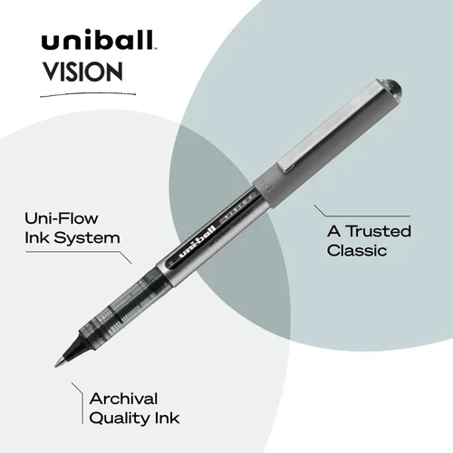 Miniatura 3 de uni-ball Vision Stick - Bolígrafos de punta fina, tinta negra, paquete de 4 unidades Negro