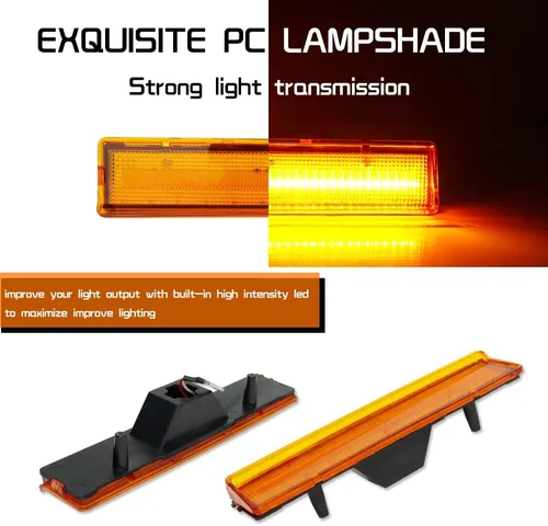 Miniatura 2 de Para 1980 1981 1982 1983 1984 1985 1986 Ford BRONCO F-150 F-250 F-350 Luces de marcador laterales de parachoques delantero lente ámbar LED Luces LED
