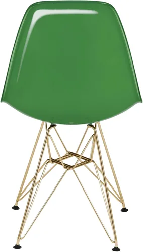 Miniatura 6 de LeisureMod Cresco Silla de comedor de acrílico moldeado con base Eiffel de metal dorado y diseño de respaldo curvado, silla auxiliar ligera