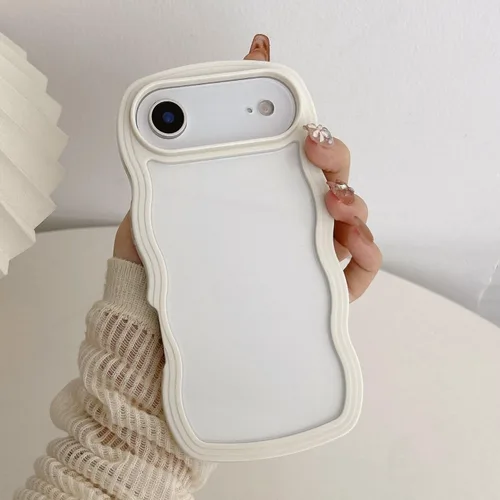 Miniatura 54 de QLTYPRI Funda compatible con iPhone 7/8/SE, bonita funda transparente con marco ondulado rizado para niñas y mujeres, funda protectora de TPU