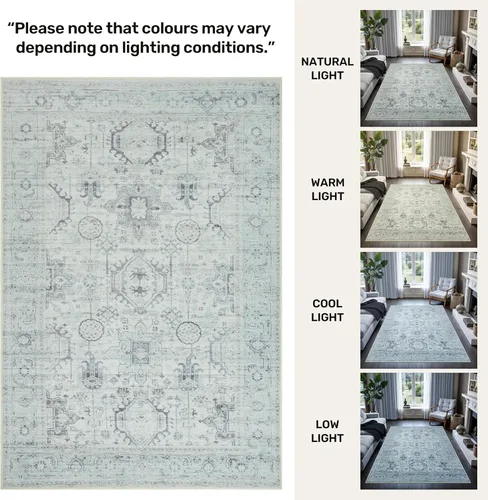 Miniatura 2 de GLN Rugs Traditional Collection - Alfombra de felpilla lavable a máquina, tradicional, antideslizante, alfombra de felpilla de pelo bajo, para sala