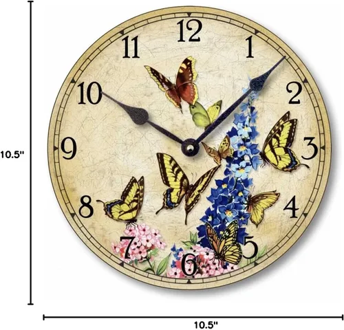Miniatura 3 de Artículo C9010 Shabby Victorian Cottage Style 10.5 Inch Butterflies Clock