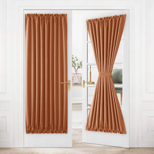 Miniatura 170 de DWCN Cortinas para puerta francesa: cortina térmica con bolsillo para barra para puertas con ventana de vidrio, puertas de cocina y patio