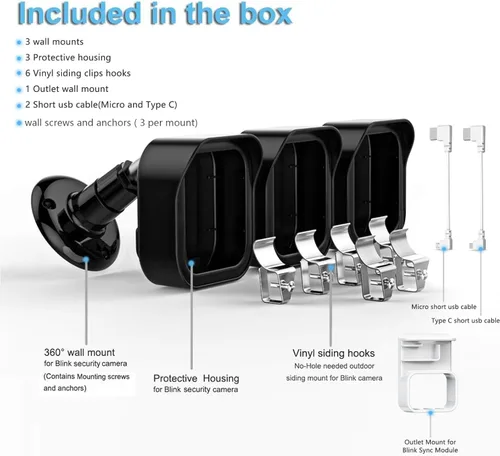 Miniatura 6 de Blink - Soporte lateral de vinilo para exteriores con funda impermeable, soporte de montaje sin agujeros y cubierta a prueba de clima completo