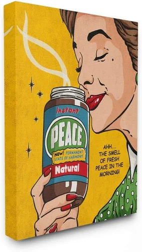 Stupell Industries Instant Peace - Lienzo, diseño de cómics, vintage, multicolor