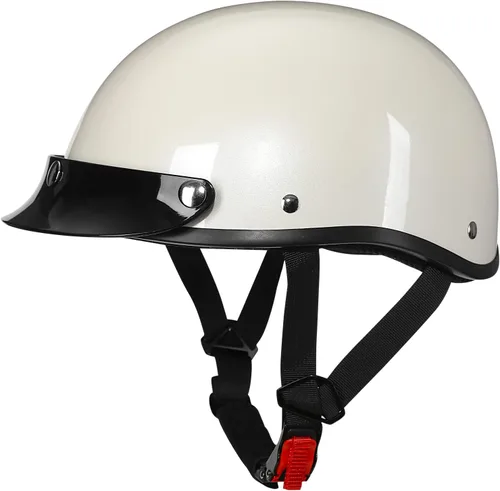 Miniatura 7 de Casco de media cara para motocicleta con diseño de calavera y crucero, aprobado por DOT Brillo negro