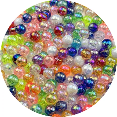 Miniatura 75 de 2000 cuentas redondas acrílicas de 0.157 pulgadas (0.157 in), cuentas espaciadoras de colores AB con agujero para bricolaje, pulseras, collares