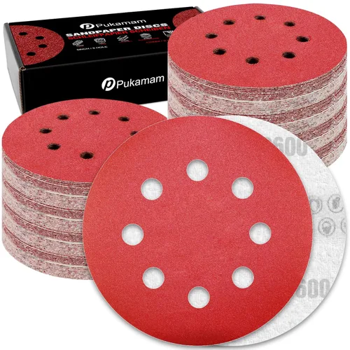 Miniatura 14 de 2 almohadillas de repuesto para lijadora de 5 pulgadas, 8 agujeros de gancho y bucle con 3 orificios para tornillos para lijadora orbital aleatoria