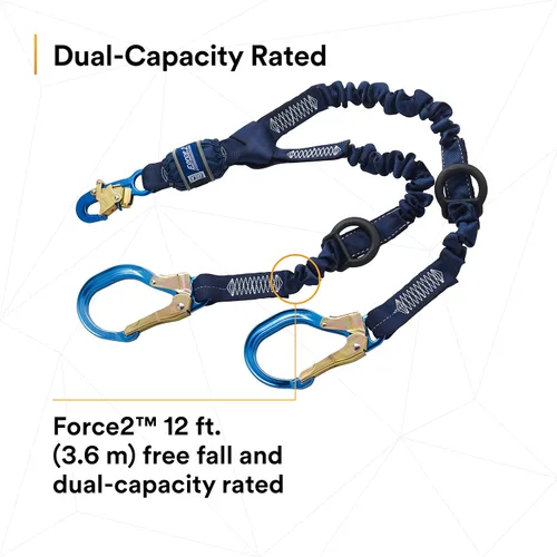 Miniatura 10 de 3M DBI-SALA 6' EZ-Stop 34" tela de poliéster doble pierna 100% cordón de absorción de golpes con gancho de cierre automático en cada extremo