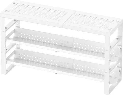 Miniatura 9 de Jojocross Organizador de cocina ampliable, apilable y ajustable, estantes de almacenamiento de despensa de metal, estante de varios niveles