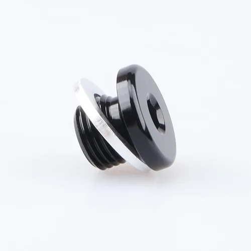 Miniatura 4 de AC PERFORMANCE Enchufe de puerto métrico de aluminio M10 x 1.0 negro de perfil bajo con tapón hexagonal y arandela de aluminio
