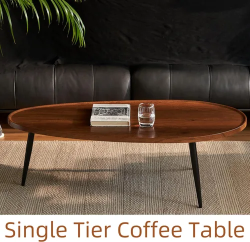 Miniatura 6 de Saint Mossi - Mesa de centro moderna para sala de estar, mesa de centro ovalada de madera de mediados de siglo, mesa central para espacios pequeños