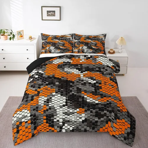 Miniatura 23 de Juego de edredón de camuflaje para niños, tamaño individual, para niños y niñas, juego de ropa de cama ligero con estampado de camuflaje militar
