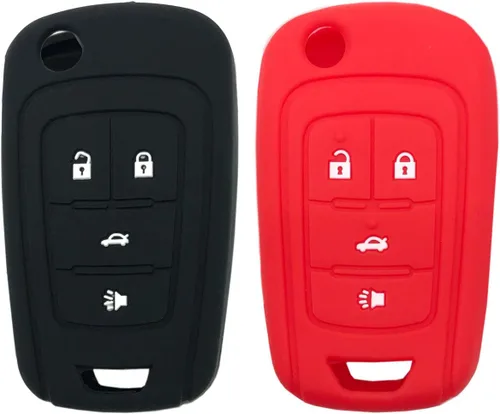 Miniatura 4 de Funda Protectora de Silicona para Llavero Compatible con Chevy Camaro Cruze Malibu Equinox Sonic Impala Llavero de Entrada sin Llave (Negro)