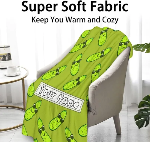 Miniatura 2 de Manta personalizada de pepinillo para adolescentes - Tamaño de manta de 50x60 pulgadas - Mantas suaves y esponjosas y acogedoras de regalo - Manta