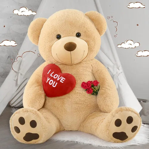Miniatura 7 de MaoGoLan Oso de peluche gigante de 52" Oso de peluche - Te amo Corazón rojo Oso de peluche grande para regalo de San Valentín, aniversario, larga