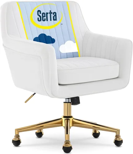Serta Ashleigh - Silla de oficina moderna, diseño acanalado acolchado, cojín de asiento de bobina de bolsillo, elegante sillón decorativo de Tela de