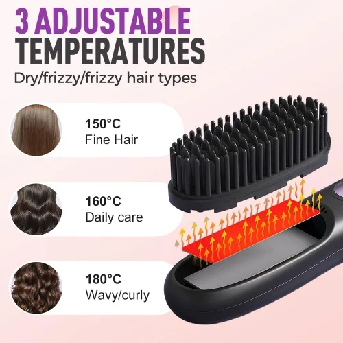 Miniatura 3 de Go Brush Pro para cabello corto, cepillo alisador de cabello mejorado 2026, cepillos alisadores inalámbricos portátiles para viajes, calentamiento